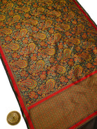 Black Paisley Tanchoi Silk Handloom Banarasi Saree - Sacred Weaves
