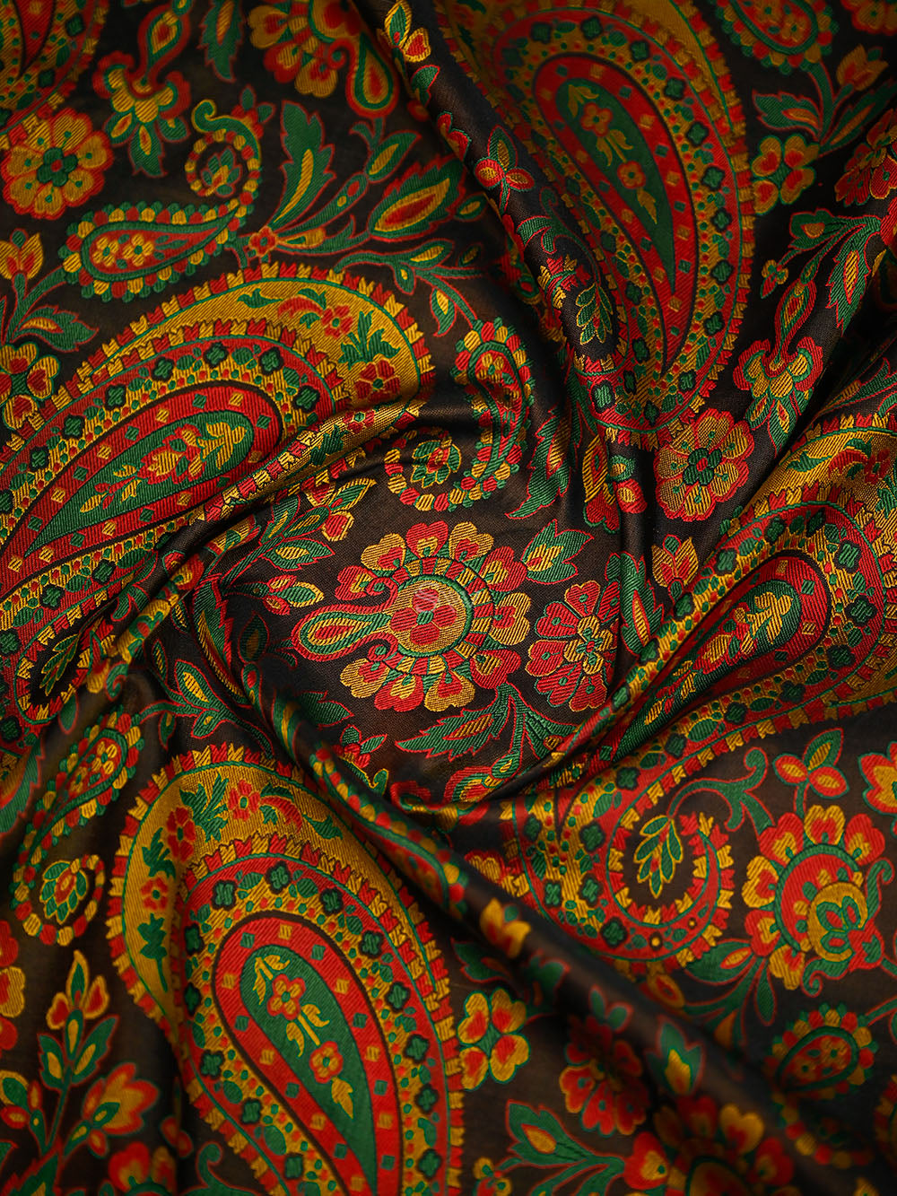 Black Paisley Tanchoi Silk Handloom Banarasi Saree - Sacred Weaves
