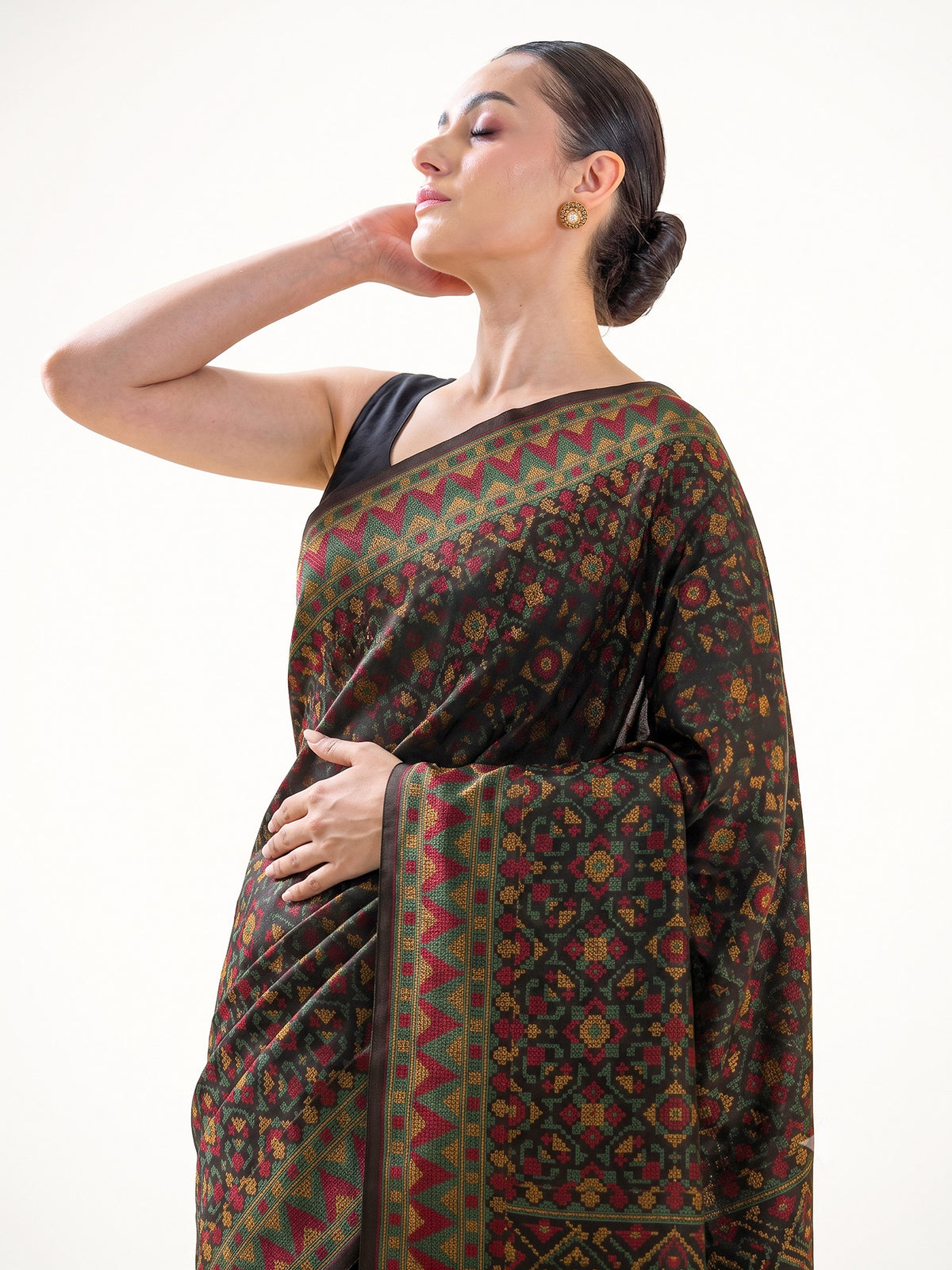 Black Geometric Tanchoi Silk Handloom Banarasi Saree - Sacred Weaves