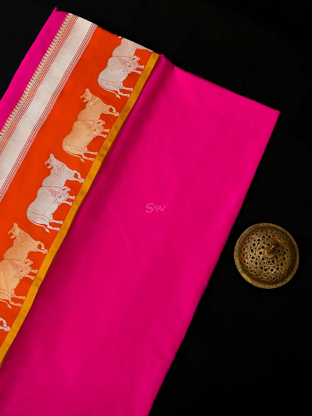 Magenta Plain Satin Silk Handloom Banarasi Saree - Sacred Weaves
