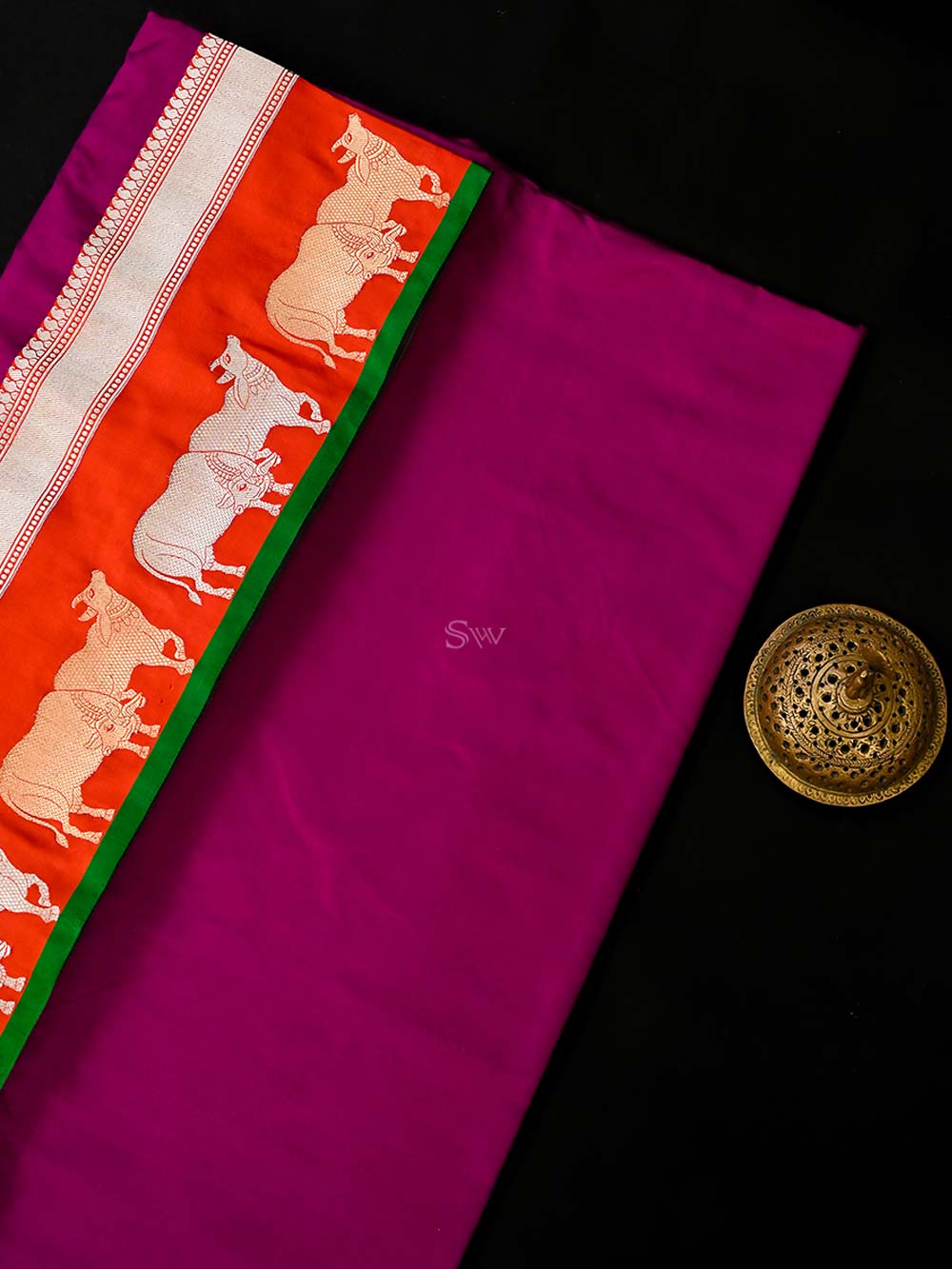 Dark Magenta Satin Silk Handloom Banarasi Saree - Sacred Weaves