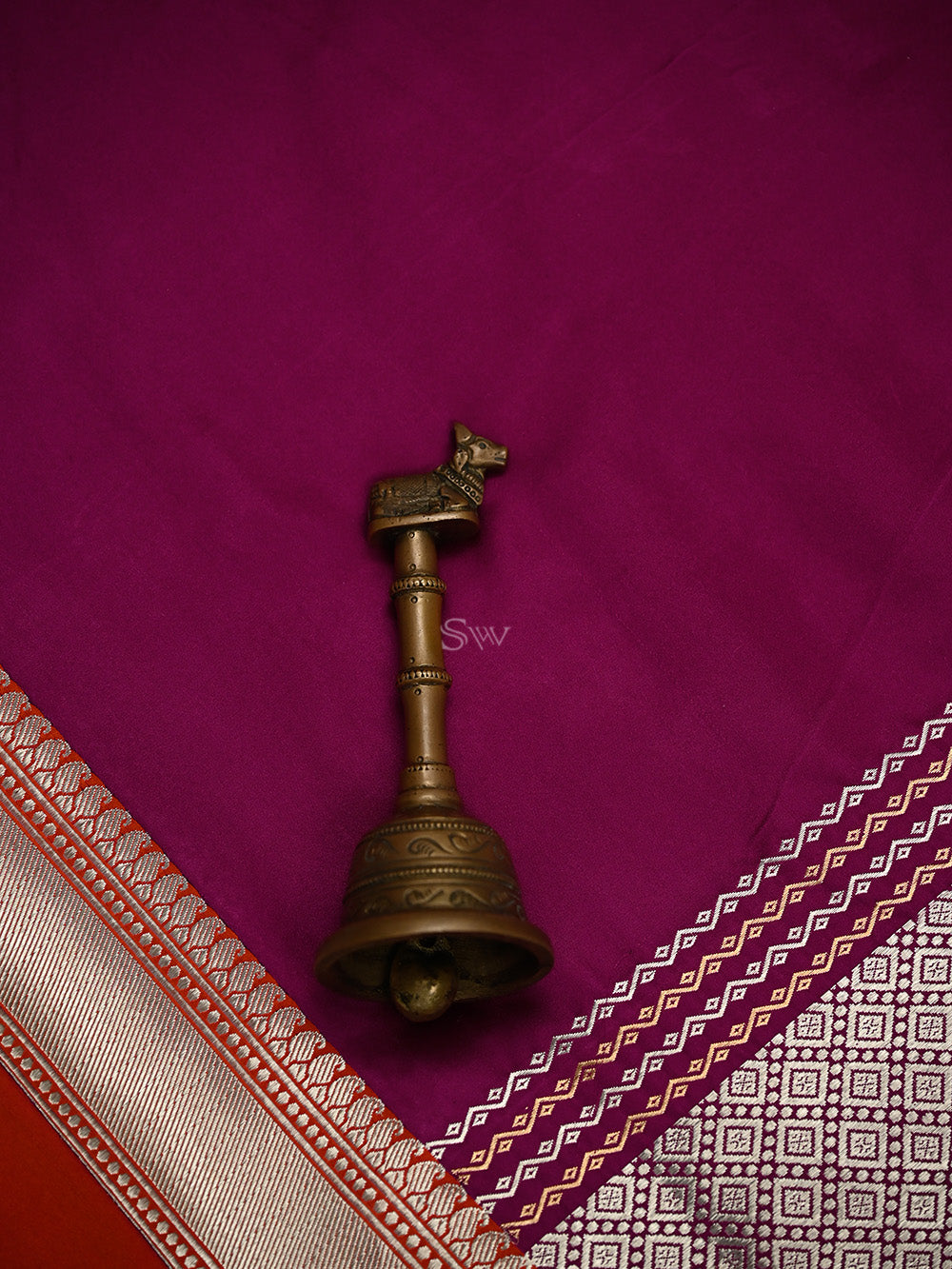 Dark Magenta Satin Silk Handloom Banarasi Saree - Sacred Weaves