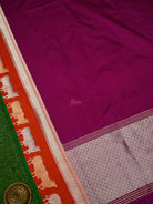 Dark Magenta Satin Silk Handloom Banarasi Saree - Sacred Weaves