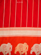 Red Satin Silk Handloom Banarasi Saree - Sacred Weaves