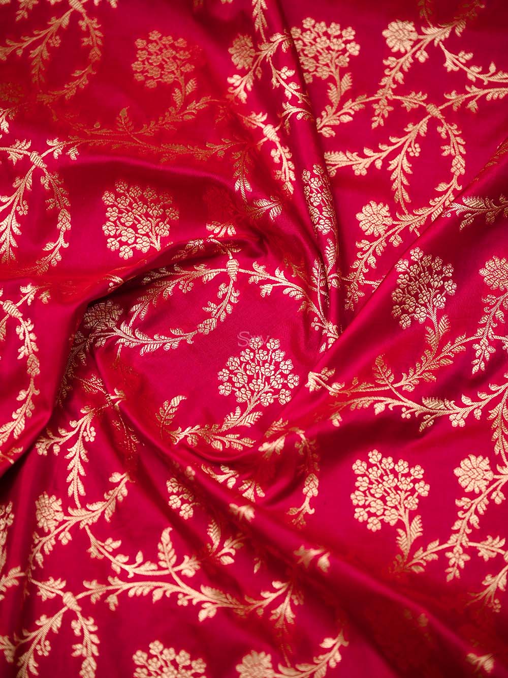 Dark Pink Jaal Katan Silk Uppada Handloom Banarasi Saree - Sacred Weaves