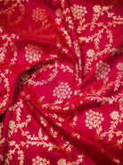 Dark Pink Jaal Katan Silk Uppada Handloom Banarasi Saree - Sacred Weaves