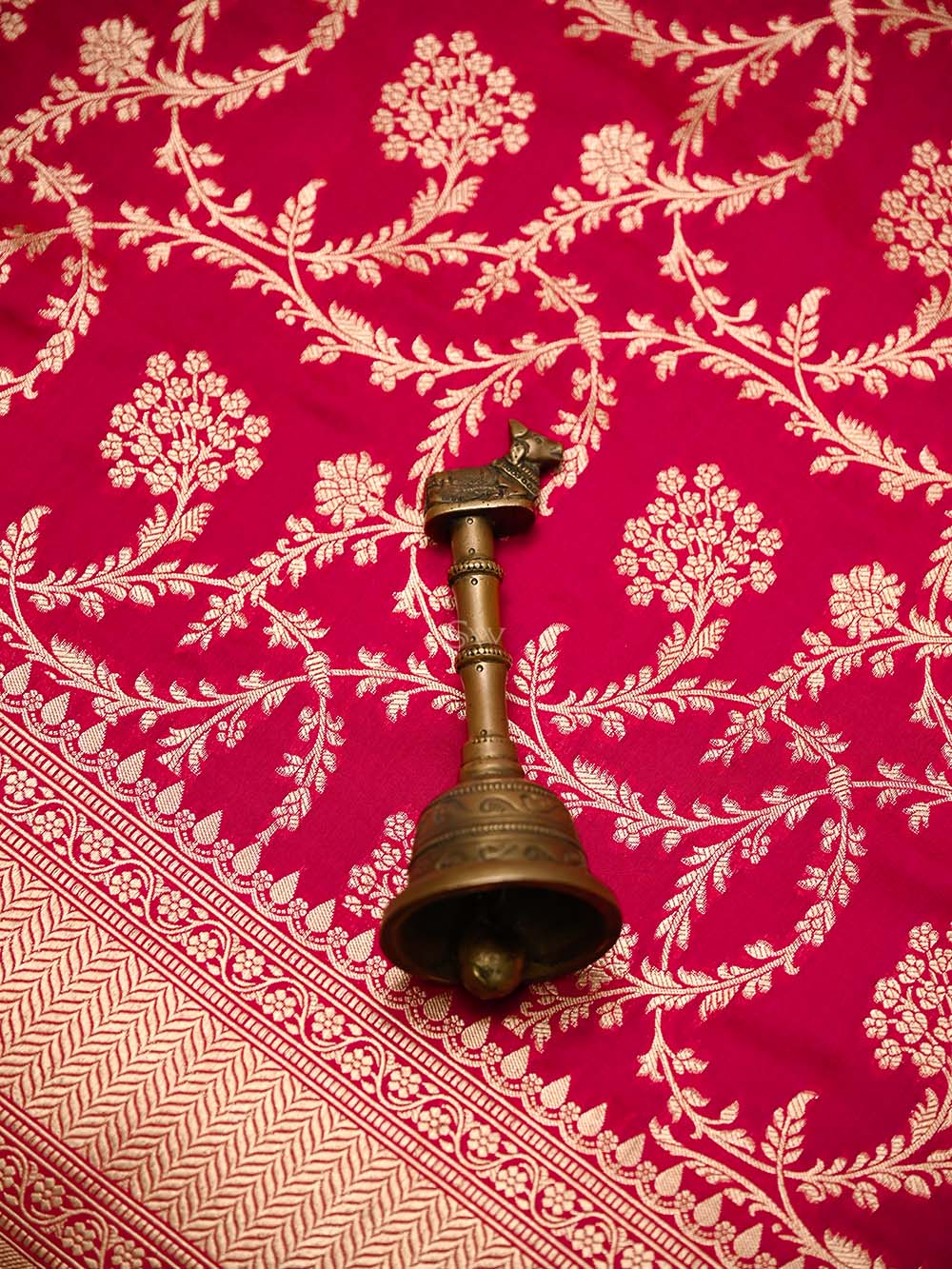 Dark Pink Jaal Katan Silk Uppada Handloom Banarasi Saree - Sacred Weaves