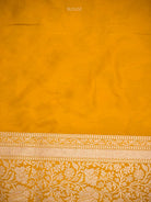 Yellow Jaal Katan Silk Uppada Handloom Banarasi Saree - Sacred Weaves