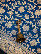 Midnight Blue Jaal Uppada Katan Silk Handloom Banarasi Saree - Sacred Weaves