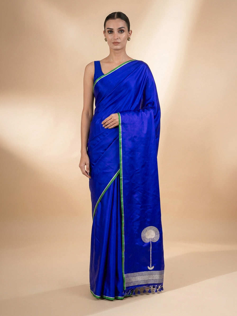 Purple Plain Satin Silk Handloom Banarasi Saree - Sacred Weaves