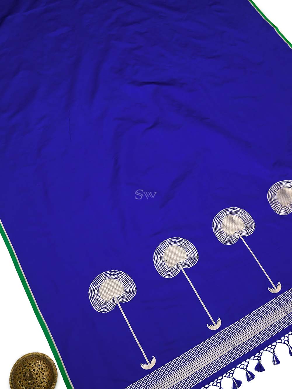 Purple Plain Satin Silk Handloom Banarasi Saree - Sacred Weaves