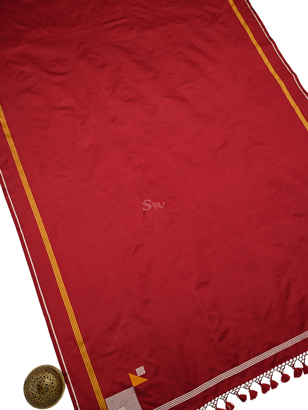 Contemporary Maroon Konia Meenakari Satin Silk Handloom Banarasi Saree - Sacred Weaves