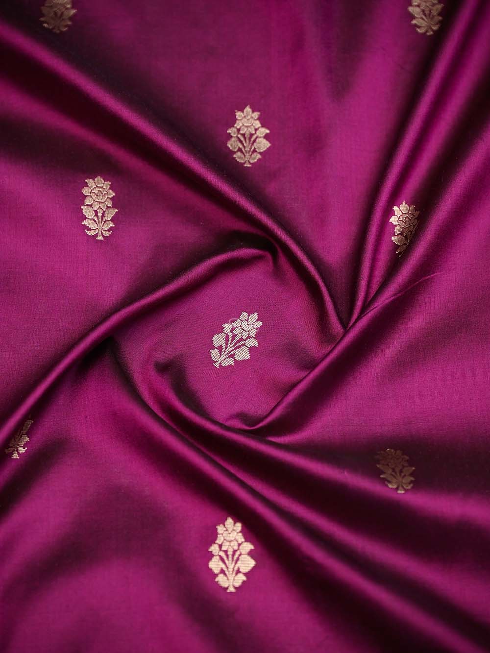 Dark Magenta Paithani Katan Silk Handloom Banarasi Saree - Sacred Weaves
