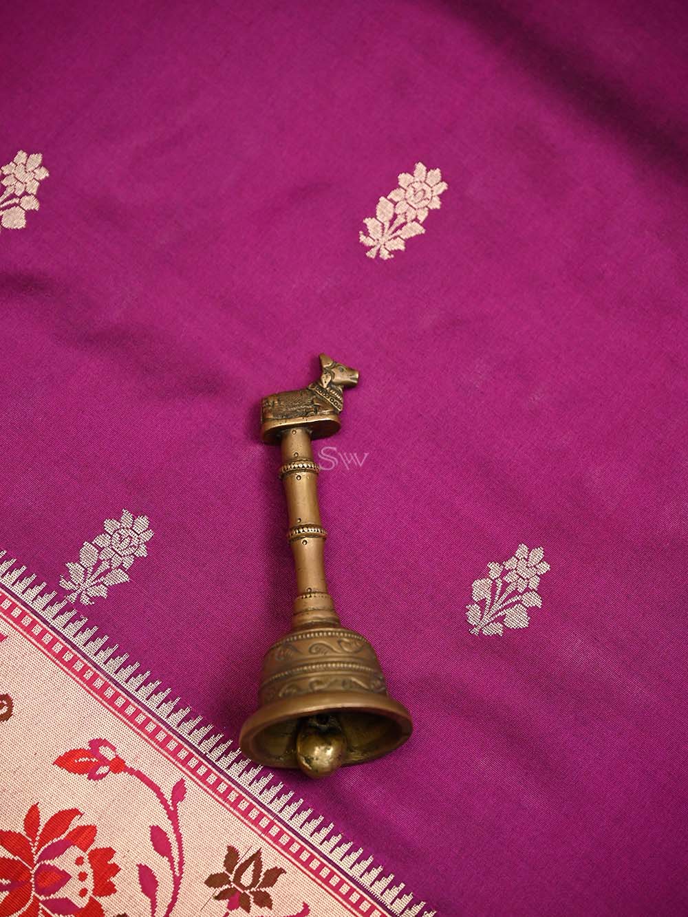 Dark Magenta Paithani Katan Silk Handloom Banarasi Saree - Sacred Weaves