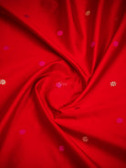 Red Pink Booti Satin Silk Handloom Banarasi Saree - Sacred Weaves