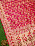 Dark Pink Paithani Meenakari Katan Silk Handloom Banarasi Saree - Sacred Weaves