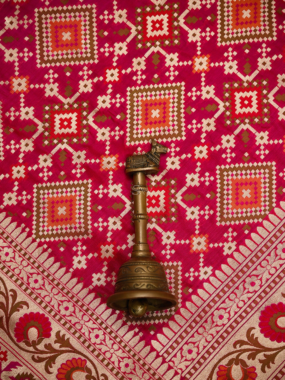 Dark Pink Paithani Meenakari Katan Silk Handloom Banarasi Saree - Sacred Weaves