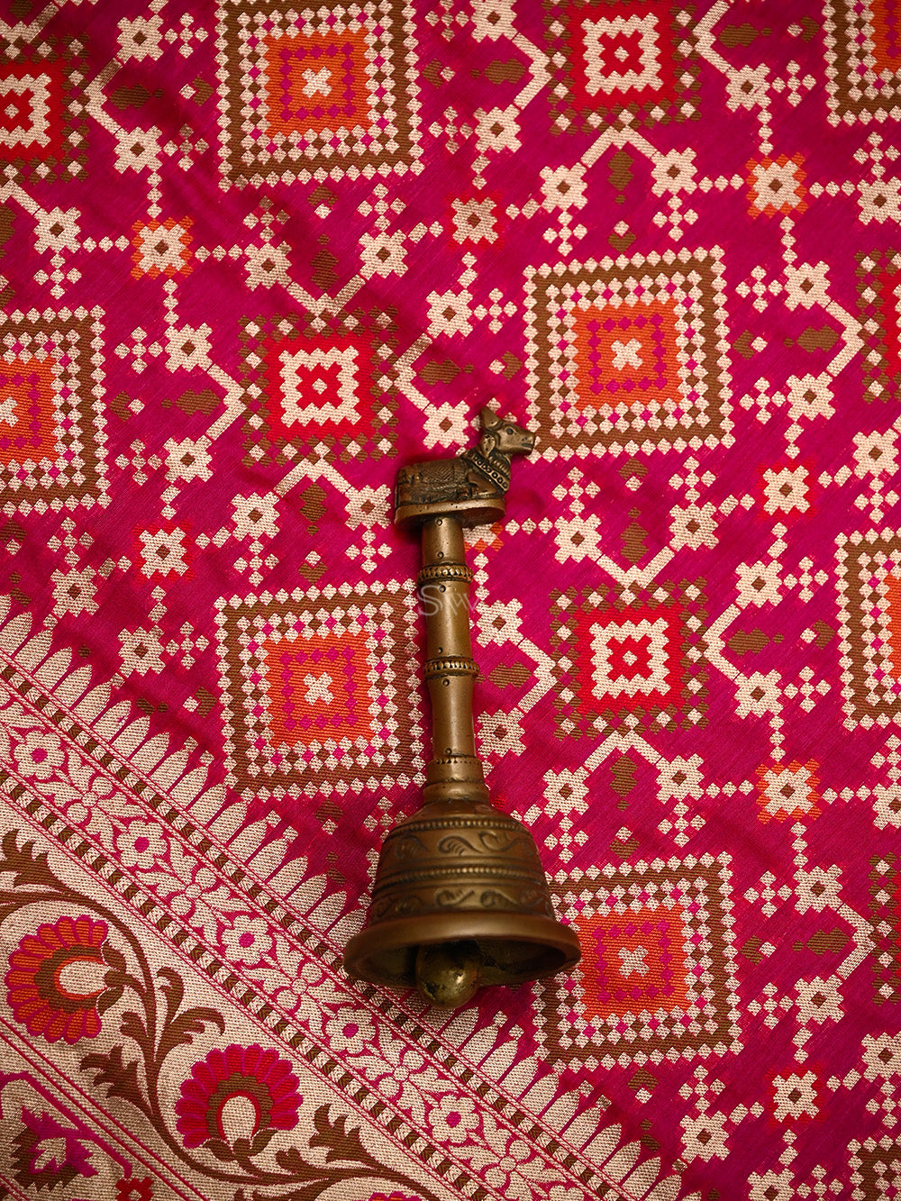 Dark Pink Paithani Meenakari Katan Silk Handloom Banarasi Saree - Sacred Weaves