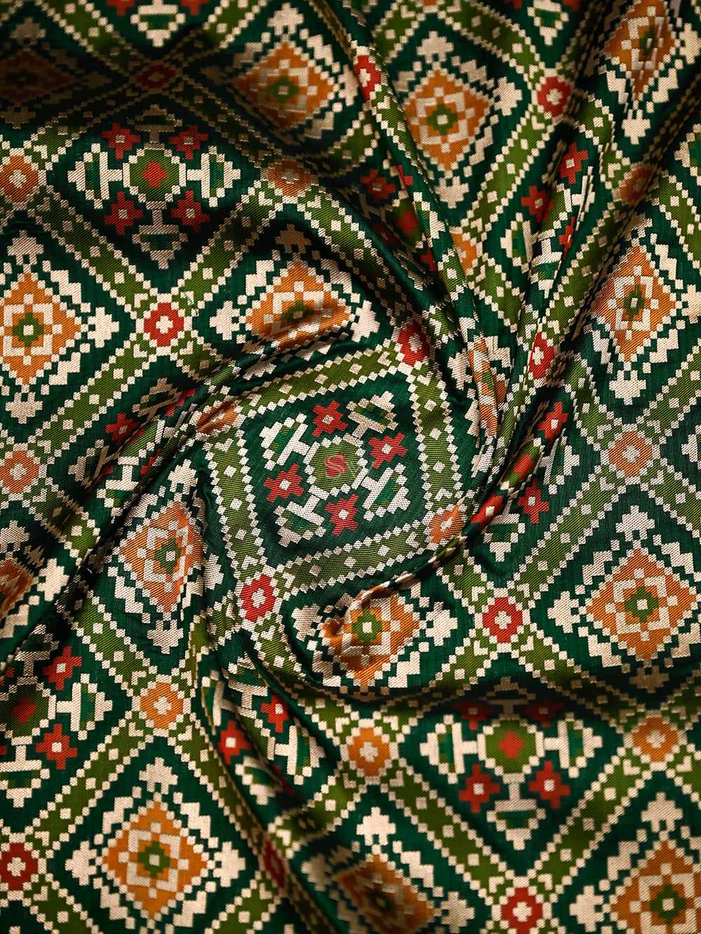 Bottle Green Paithani Meenakari Katan Silk Handloom Banarasi Saree - Sacred Weaves