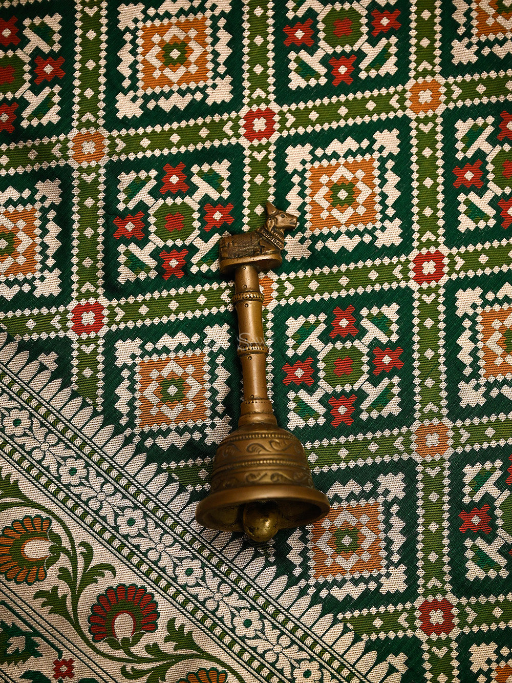 Bottle Green Paithani Meenakari Katan Silk Handloom Banarasi Saree - Sacred Weaves