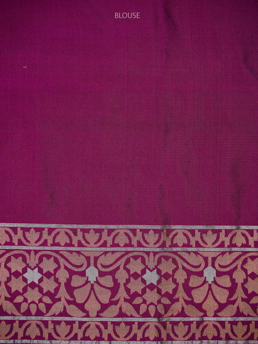 Dark Magenta Sona Roopa Konia Jaal Katan Silk Handloom Banarasi Saree - Sacred Weaves