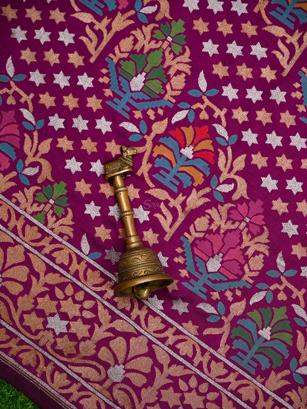 Dark Magenta Sona Roopa Konia Jaal Katan Silk Handloom Banarasi Saree - Sacred Weaves