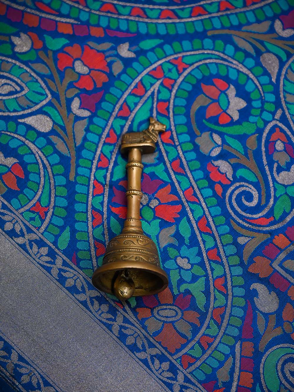 Midnight Blue Sona Roopa Jaal Katan Silk Handloom Banarasi Saree - Sacred Weaves