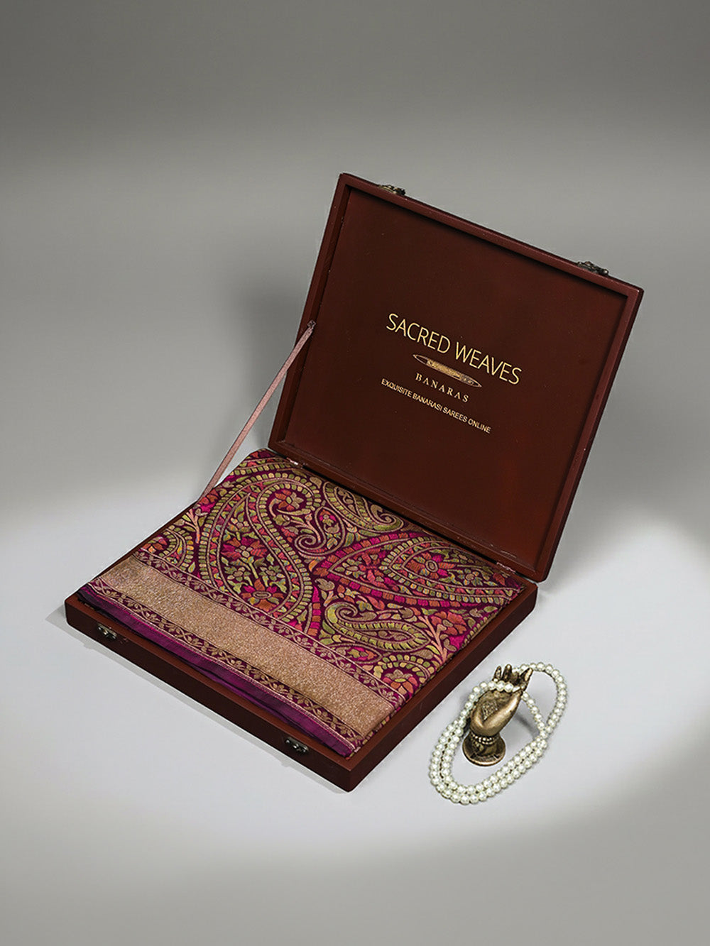 Dark Wine Sona Roopa Jaal Katan Silk Handloom Banarasi Saree - Sacred Weaves