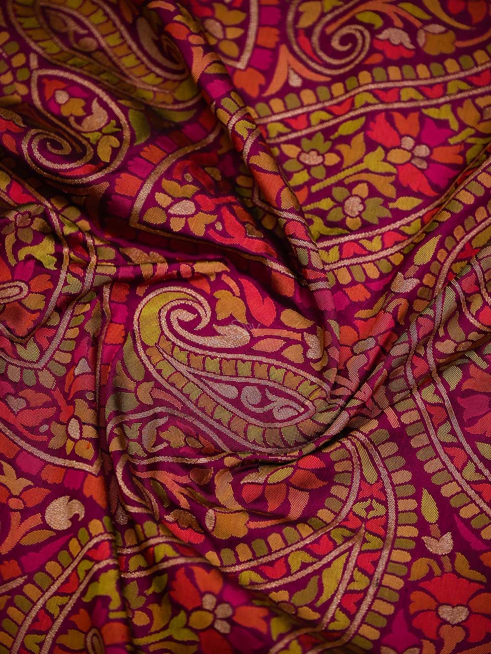 Dark Wine Sona Roopa Jaal Katan Silk Handloom Banarasi Saree - Sacred Weaves