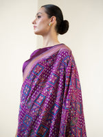 Dark Purple Jaal Katan Silk Handloom Banarasi Saree - Sacred Weaves