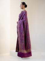 Dark Purple Jaal Katan Silk Handloom Banarasi Saree - Sacred Weaves
