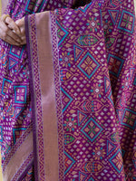Dark Purple Jaal Katan Silk Handloom Banarasi Saree - Sacred Weaves