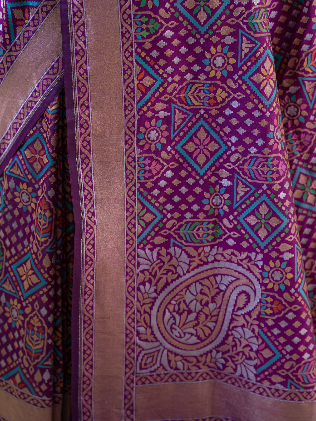 Dark Purple Jaal Katan Silk Handloom Banarasi Saree - Sacred Weaves
