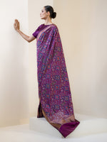 Dark Purple Jaal Katan Silk Handloom Banarasi Saree - Sacred Weaves