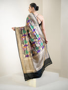 Black Rangkat Katan Silk Handloom Banarasi Saree - Sacred Weaves