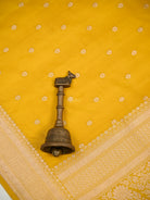 Yellow Zari Booti Katan Silk Uppada Handloom Banarasi Saree - Sacred Weaves