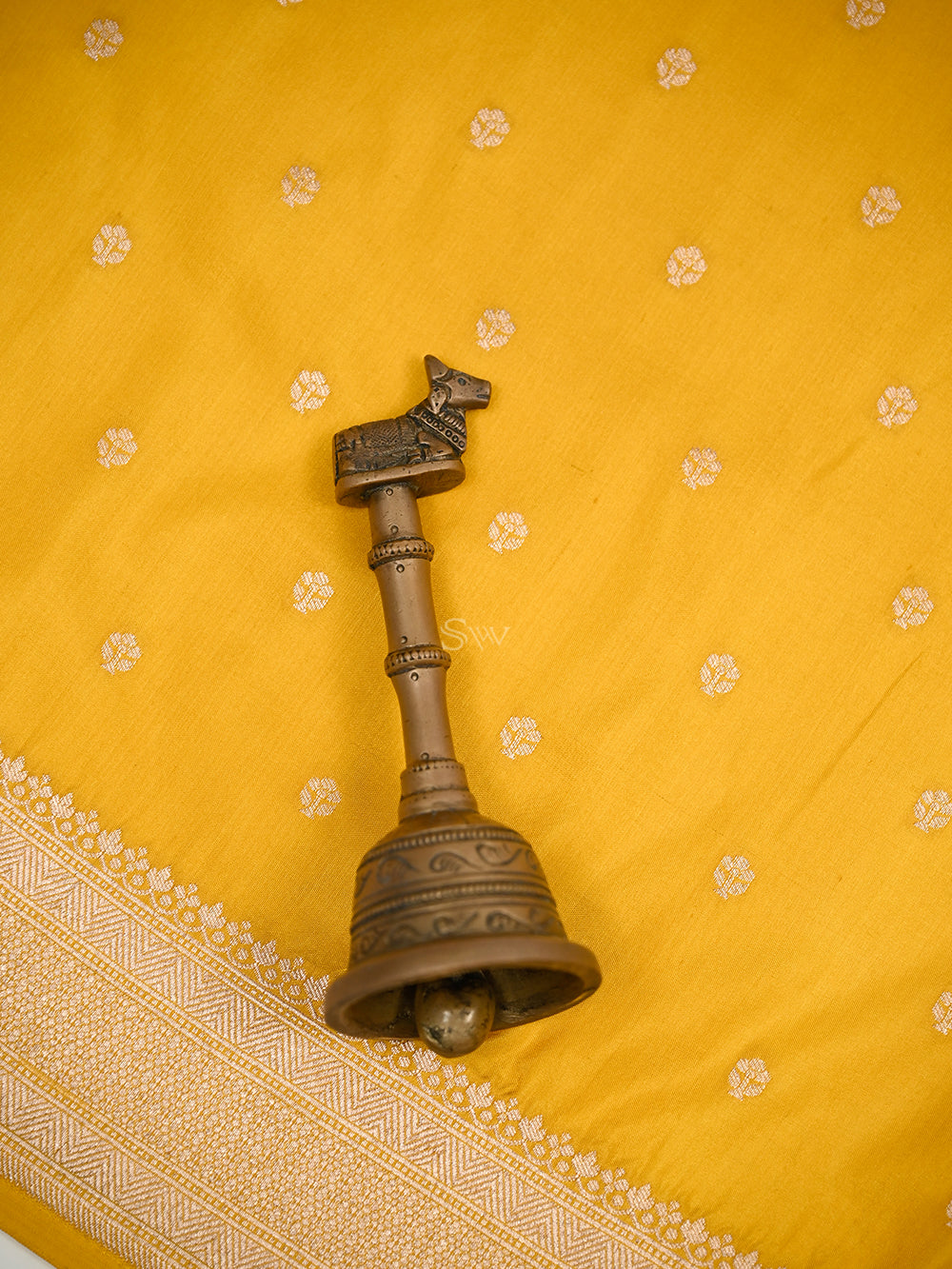 Yellow Zari Booti Katan Silk Uppada Handloom Banarasi Saree - Sacred Weaves