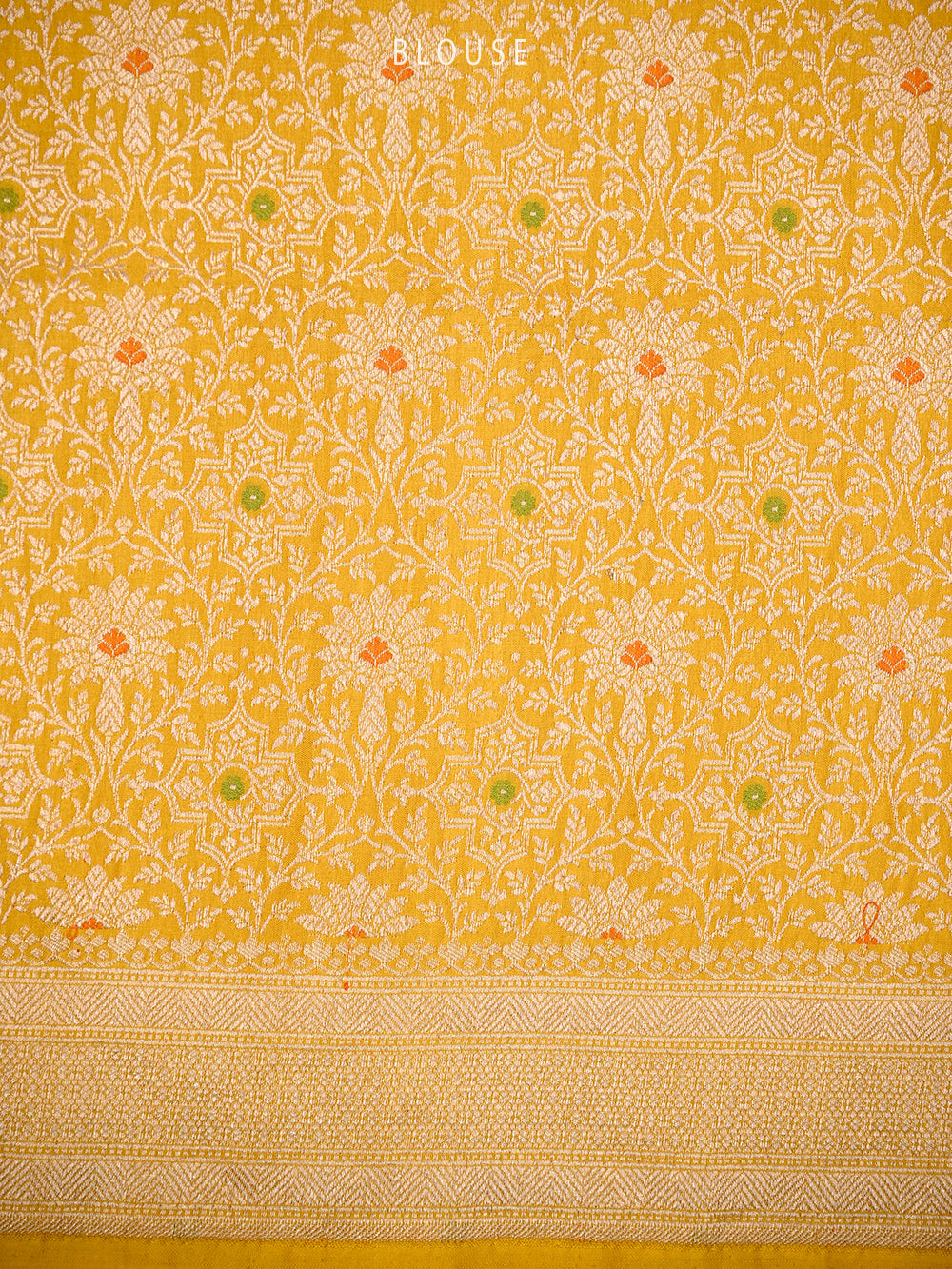 Yellow Zari Booti Katan Silk Uppada Handloom Banarasi Saree - Sacred Weaves