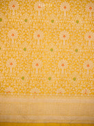 Yellow Zari Booti Katan Silk Uppada Handloom Banarasi Saree - Sacred Weaves