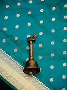 Peacock Green Booti Katan Silk Uppada Handloom Banarasi Saree - Sacred Weaves