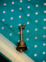 Peacock Green Booti Katan Silk Uppada Handloom Banarasi Saree - Sacred Weaves