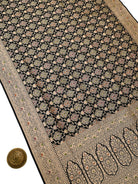 Black Meenakari Uppada Jaal Katan Silk Handloom Banarasi Saree - Sacred Weaves