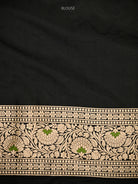 Black Meenakari Uppada Jaal Katan Silk Handloom Banarasi Saree - Sacred Weaves