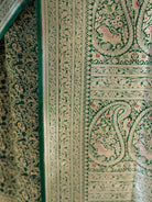 Bottle Green Shikargah Katan Silk Handloom Banarasi Saree - Sacred Weaves
