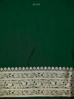 Bottle Green Shikargah Katan Silk Handloom Banarasi Saree - Sacred Weaves