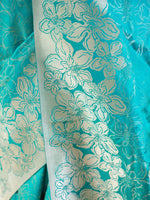 Aqua Green Jaal Katan Silk Handloom Banarasi Saree - Sacred Weaves