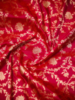 Dark Pink Jaal Katan Silk Uppada Handloom Banarasi Saree - Sacred Weaves