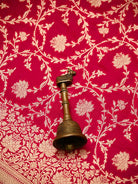 Dark Pink Jaal Katan Silk Uppada Handloom Banarasi Saree - Sacred Weaves