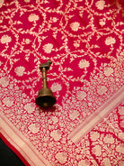 Dark Pink Jaal Katan Silk Uppada Handloom Banarasi Saree - Sacred Weaves