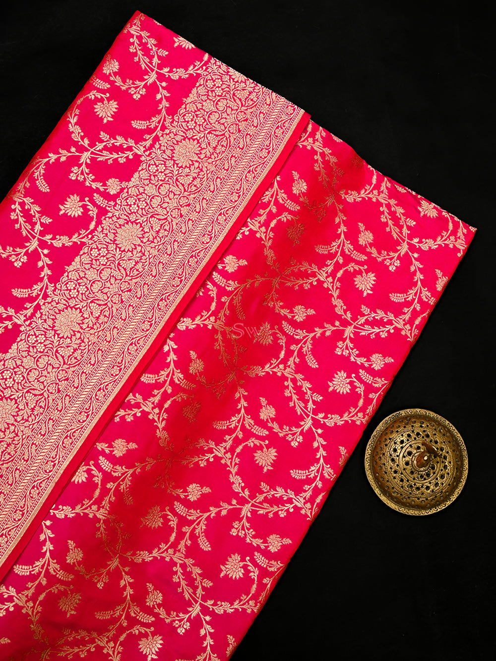 Pink Orange Jaal Katan Silk Uppada Handloom Banarasi Saree - Sacred Weaves